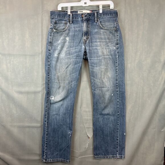 Levis 569 Jeans Men 30x32 Blue Loose Denim Straight Distress Thrashed Paint - Picture 1 of 15